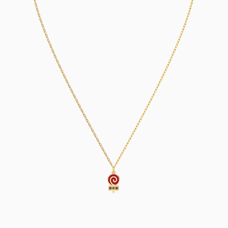 ميس أل'باي لازوردي سلسلة ذهب مصاصة عيار 14 قيراط مزينة بالأحجار الملونة ومطلية بالمينا للأطفال - Image 3